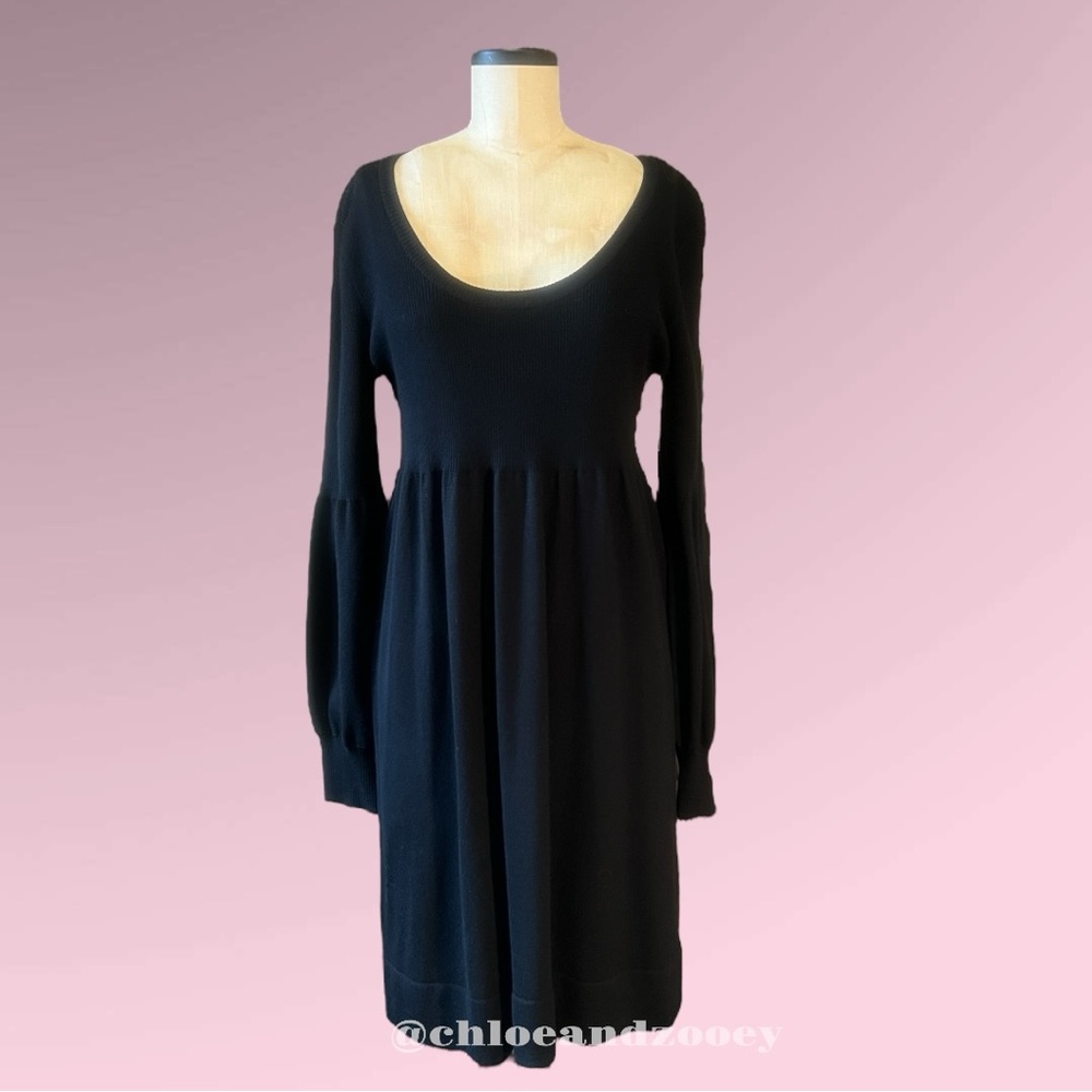 CALVIN KLEIN Y2K Sweater Dress Bishop Sleeves Retro Vintage Classic Cozy Warm